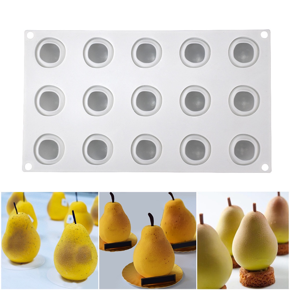 Khuôn Silicone 15 Ngăn Làm Bánh Tạo Hình Trái Lê 3D Tiện Dụng