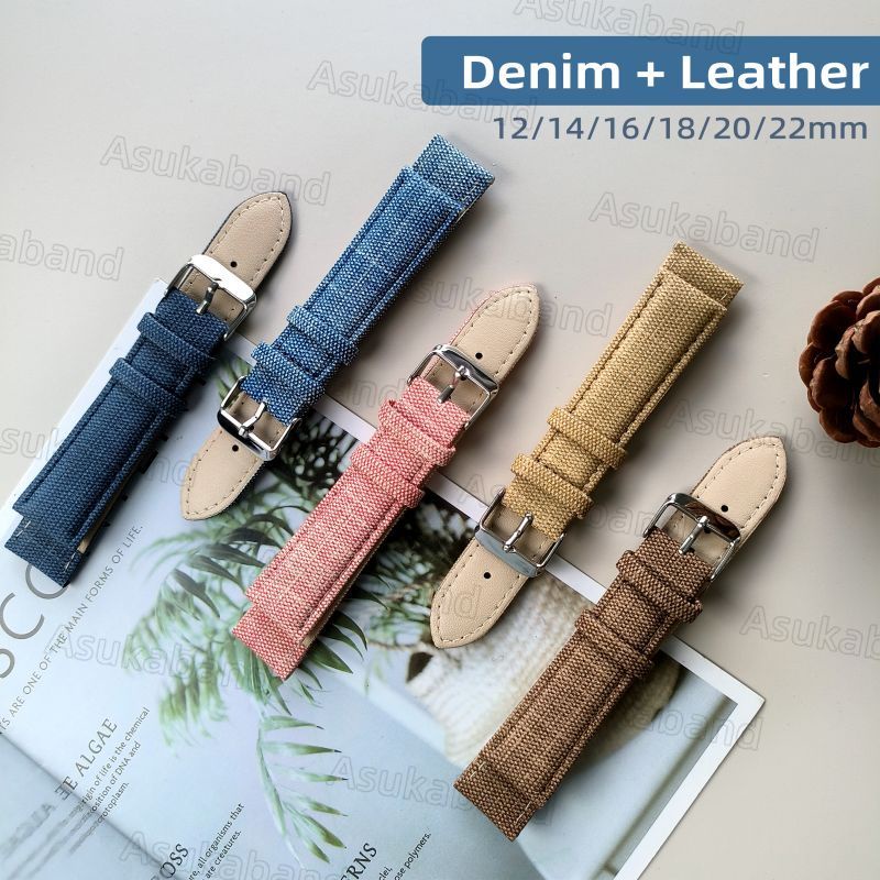 Dây Đồng Hồ Đeo Tay Y2K 10mm 12mm 14mm 16mm 18mm 20mm 22mm Chất Liệu Denim Phong Cách Cổ Điển Cho Nữ