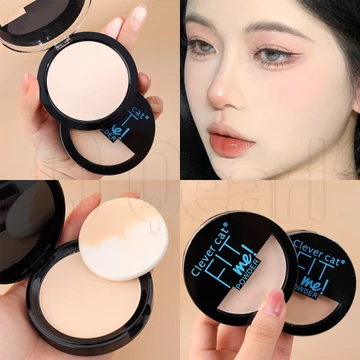 Phấn Phủ Dạng Bột Màu Lì Hai Lớp Kèm Mút Trang Điểm / Phấn Nền / Kem Che Khuyết Điểm / Phấn Phủ Kiểm Soát Dầu Kháng Nước Chống