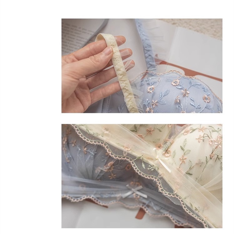 Áo Lót Nâng Ngực Không Gọng 3 / 4 cup Mềm Mại Phối Ren Thêu Họa Tiết Phong Cách Quyến Rũ Cho Nữ