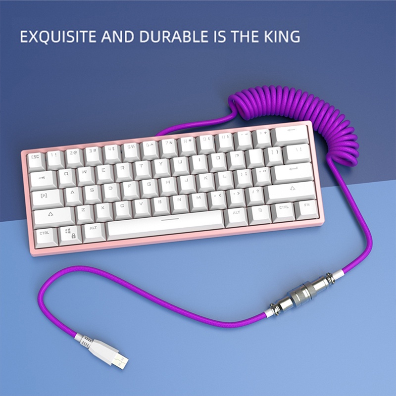 Mô tả Tùy chỉnh một lớp PET cơ khí bàn phím cuộn USB để loại C Mini Mini xoắn ốc cáp đầy màu sắc GX12 Aeroscoket - 3