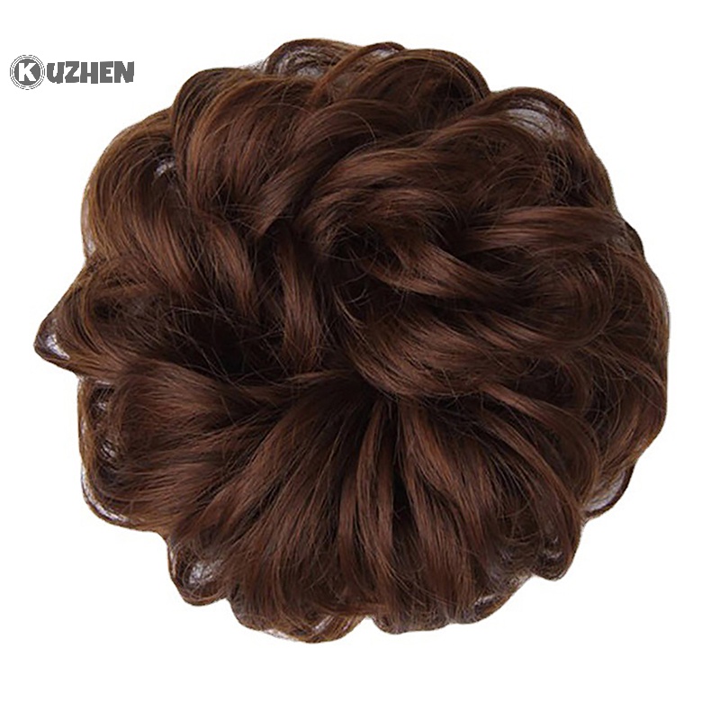 Kuzhen tổng hợp búi tóc giả tóc đuôi ngựa nối tóc scrunchie sóng đàn hồi xoăn nóng