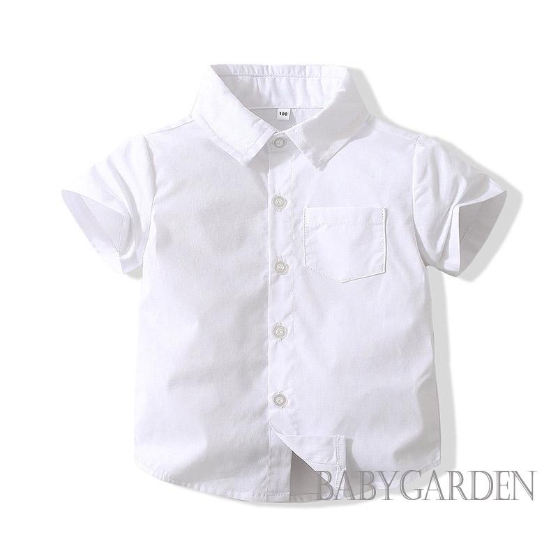 Bộ Trang Phục 2 Mảnh Áo Sơ Mi Ngắn Tay Cài Khuy + Quần Short Yếm Lịch Lãm Cho Bé Trai 6 Tháng - 4 Tuổi