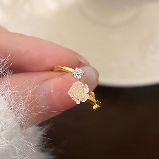 Mới Nhẫn Hở Hình Hoa Cúc Nhỏ Bằng Kim Loại Màu Vàng Sang Trọng Thanh Lịch Tùy Chỉnh Sáng Tạo Có Thể Điều Chỉnh Làm Quà Tặng