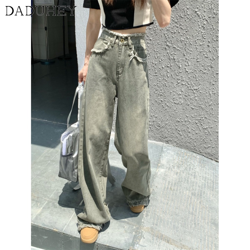 Ảnh Quần jean dài DADUHEY ống rộng lưng cao phong cách đường phố Mỹ cổ điển thời trang dành cho nữ cỡ lớn 3