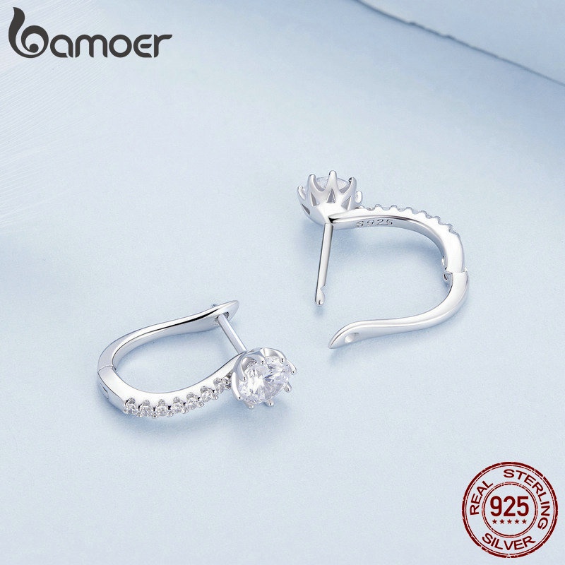 Bamoer Bông Tai Bạc 925 Hình Bát Giác Sang Trọng Cho Nữ bse856
