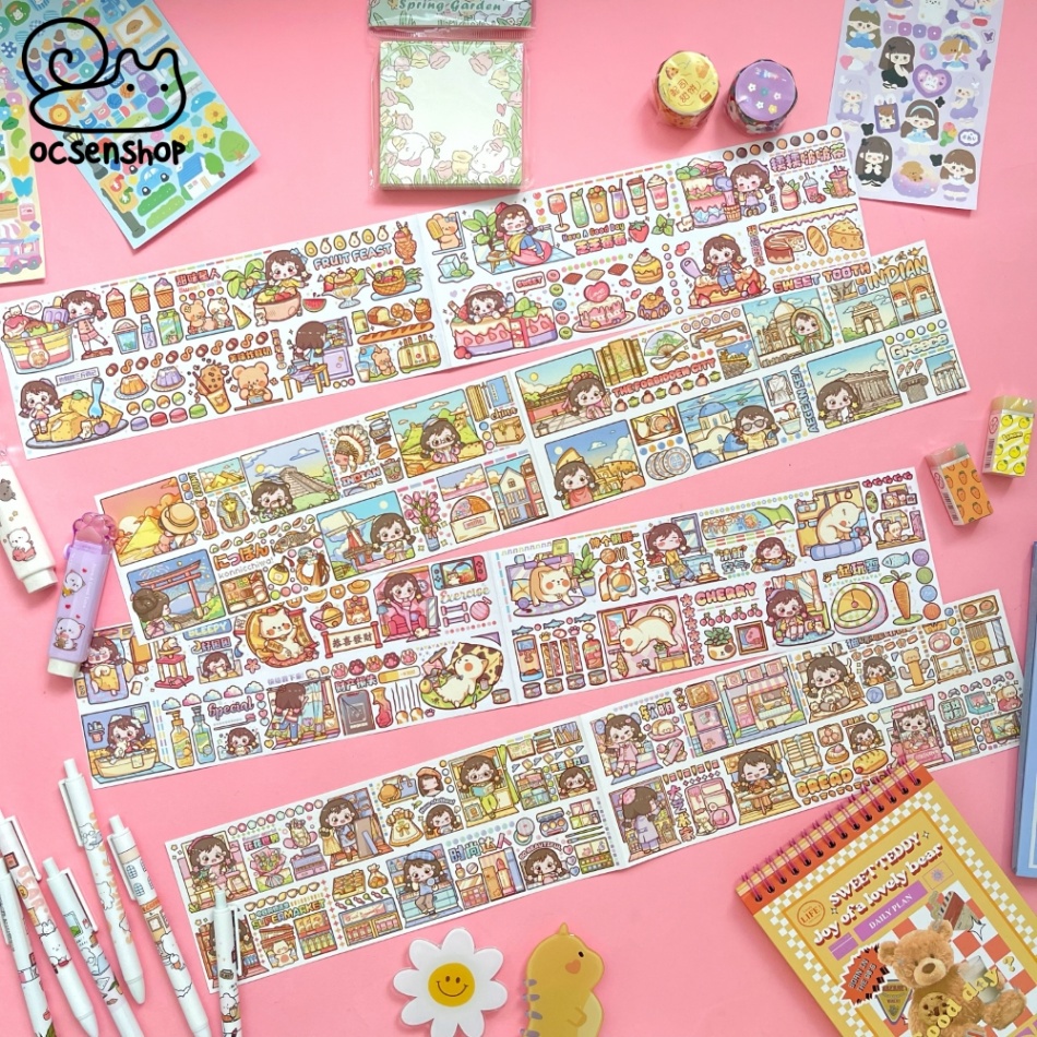 Sticker bảng dài Em bé tóc nâu