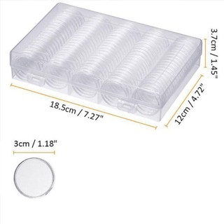 DWELLCO 100 CÁI Hộp thu tiền xu 30mm Hộp bảo vệ di động Hộp đựng viên nang lưu trữ bằng nhựa