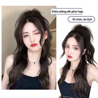 Tóc Giả Kẹp Cao Nửa Đầu Xoăn Bồng Bềnh Ngọt Ngào Phong Cách Hàn Quốc HaminStore