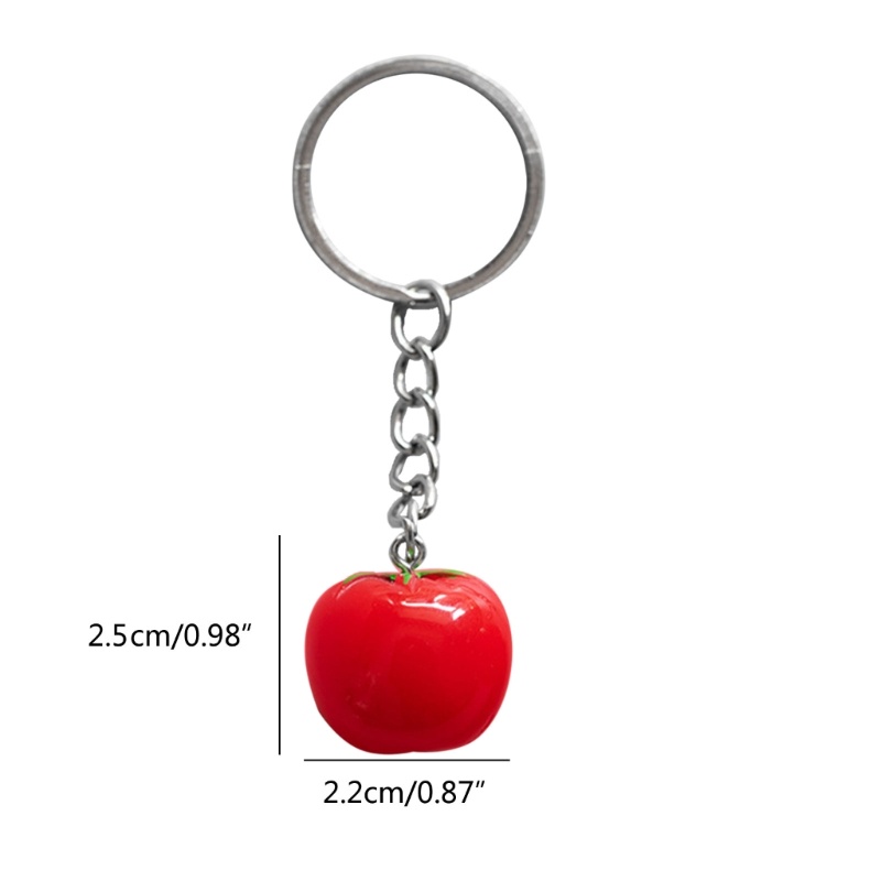 Coo mô phỏng sáng tạo mặt dây chuyền cà chua móc khóa nhựa chìa khóa phụ kiện ba lô chìa khóa xe hơi đồ trang sức fob cho nữ cô gái