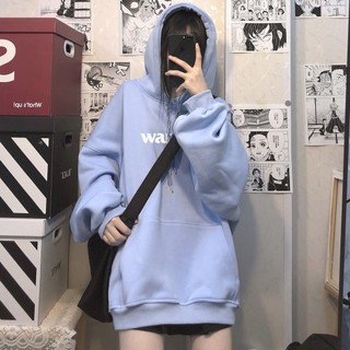 Áo hoodies có mũ trùm đầu mùa thu và mùa đông cộng với nhung ấm form rộng xu hướng hiphop