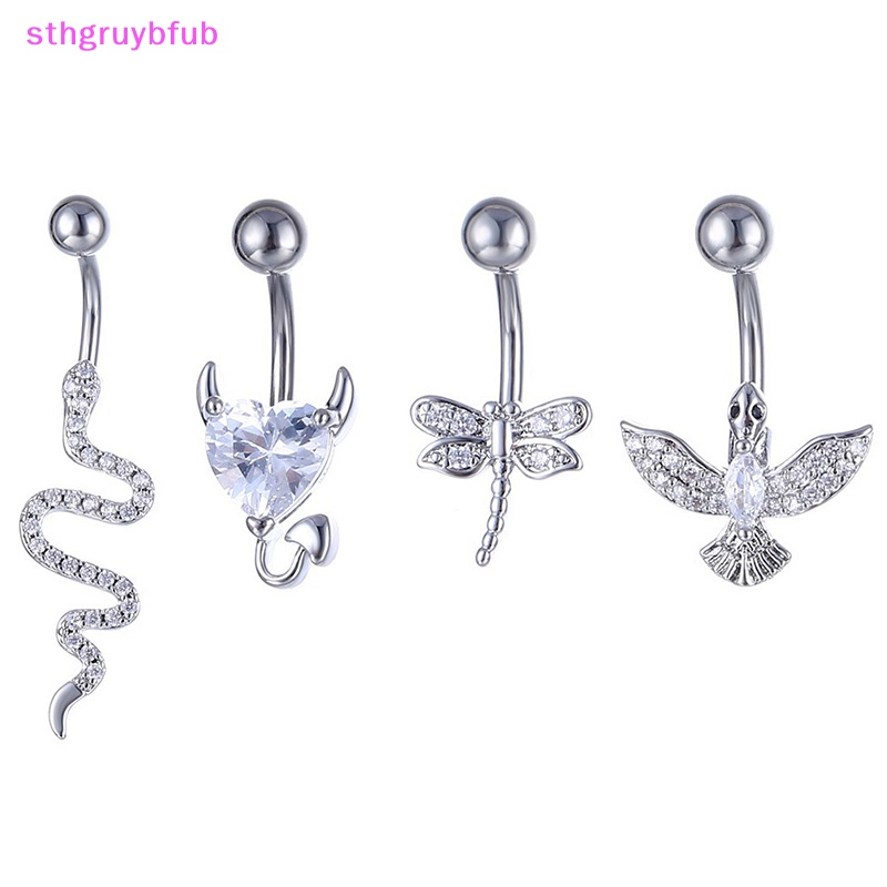 Khuyên RốN HìNh Tim ĐíNh Đá BằNg ThéP Không Gỉ