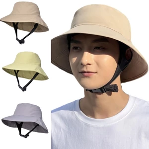 PCF * Mũ xô dây cằm có thể điều chỉnh màu trơn Mũ ngư dân chống tia cực tím cho thanh thiếu niên trưởng thành Chống nắng vành rộng Polyester