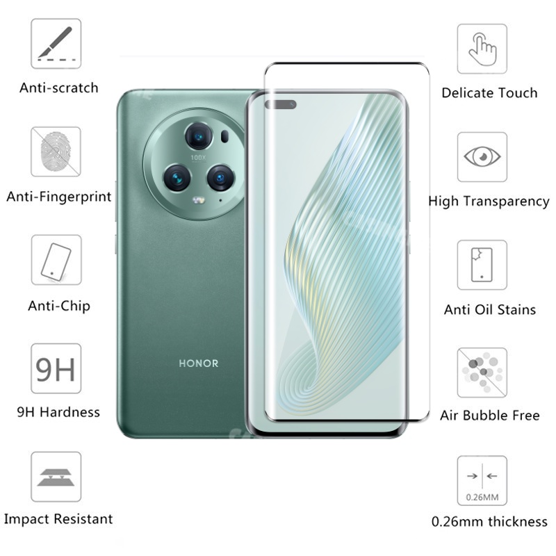 Honor Magic 6 Pro 2023 Phim Bảo Vệ Màn Hình 2 Trong 1 Cho Honor Magic 5Pro 5 Magic5 4 Pro 2023 Full Cover Kính Cường Lực Mặt Trước Mặt Sau Ống Kính
