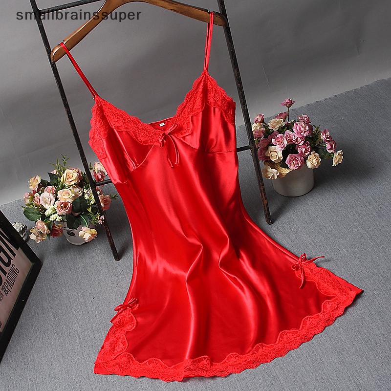 Đầm Ngủ Hai Dây Vải Tuyn Trong Suốt Đính Nơ Phối Ren Gợi Cảm SBS