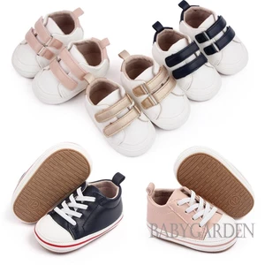 Babygarden-giày Da PU Chống Trượt Màu Trơn Phối Màu Tương Phản Cho Bé Tập Đi