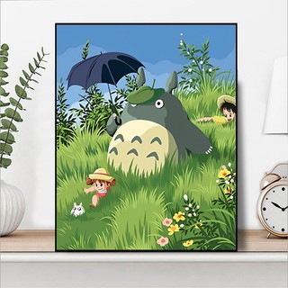 MOZI✨chinchilla 40*50cm tranh tô màu theo số tranh số hoá anime tranh số hóa theo yêu cầu tranh tô màu số hoá theo yêu cầu tranh tô màu số hoáTranh Sơn Dầu diy Hình Totoro Hoạt Hình Đáng Yêu sơn acrylic