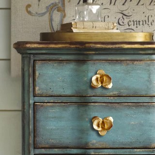 Tay Nắm Ngăn Kéo Tủ Bằng Đồng Hình Bướm / Chuồn Chuồn / Phong Lan Màu Vàng Đồng