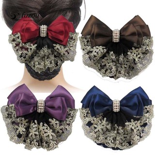Nơ Tóc Lưới Ren Satin Ngọc Trai Chuyên Nghiệp Nữ Hoa Ren Barrette Hairgrips