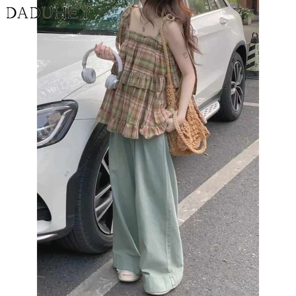 Ảnh DaDuHey New American Ins High Street Hip Hop Jeans Niche High Waist Wide Leg Pants Large Size Trousers 3