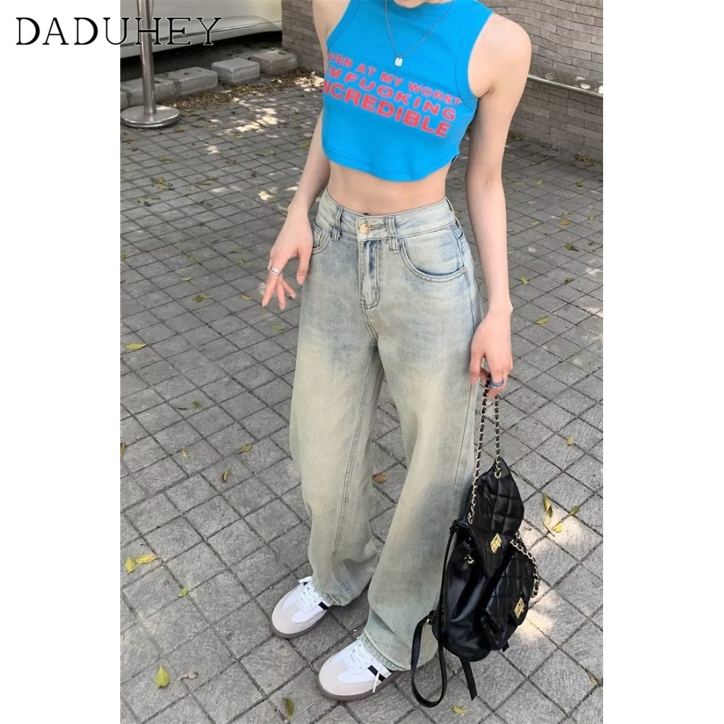 Ảnh DaDuHey New American Ins High Street Retro Jeans Niche High Waist Wide Leg Pants Large Size Trousers 2