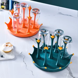 Sáng Tạo Phòng Khách Thoát Nước Xoay Cốc Giá Đỡ Ánh Sáng Sang Trọng Hộ Gia Đình Thủy Tinh Cốc Nước Giá Đựng Cốc Nhà Bếp Giá Để Đồ Giá Để Đồ