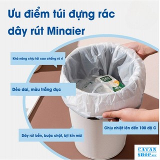 Combo cuộn 100 túi đựng rác Minaier có dây rút tự huỷ sinh học chịu nhiệt tiện lợi GD722-TRacHH