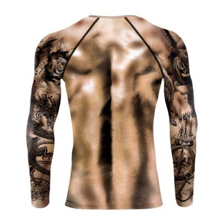 2022 3d man's long muscle shirt tops nude tattoo in ngực cơ bắp vui nhộn thể dục t long spring summer o-cổ bó sát 5xl