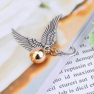 Risedot Wing Snitch Bookmark, Quà tặng thủ công có cánh Mặt dây chuyền bóng Bút đánh dấu trang sách, Dấu phân trang kim loại tinh tế Học sinh