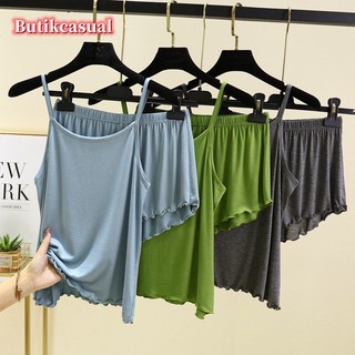 Bộ Đồ Ngủ 2 Món Gồm Áo Cotton Trơn Dáng Rộng Và Quần Ngắn Thời Trang Mùa Hè 2023