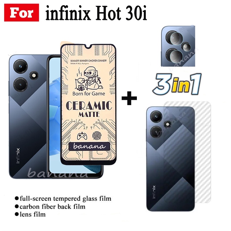 Infinix Hot 30i Gốm Kính Cường Lực Cho Hot 30 20i 20s 20 Chơi Tecno Spark 10 Pro Spark Go 2023 Pova 4 4 Pro 3 2 Pova Neo 2 Kính Cường Lực Bảo Vệ Ống Kính Máy Ảnh 3in1