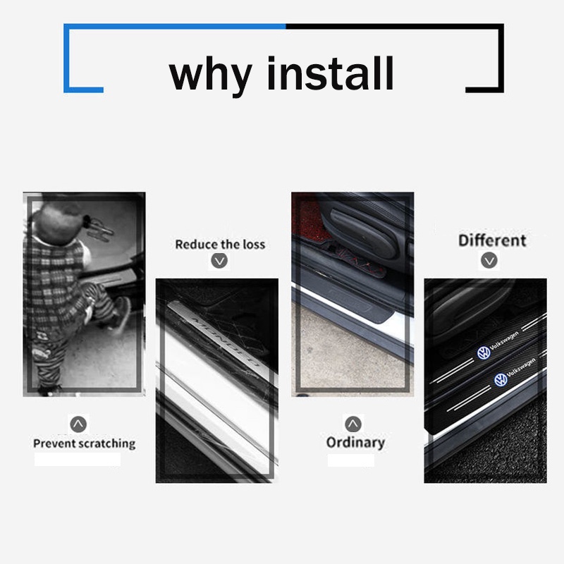 Bộ 4 Dải Dán Bảo Vệ Khung Cửa Xe Hơi Bằng vinyl / Sợi carbon Chống Trầy Xước Tiện Dụng
