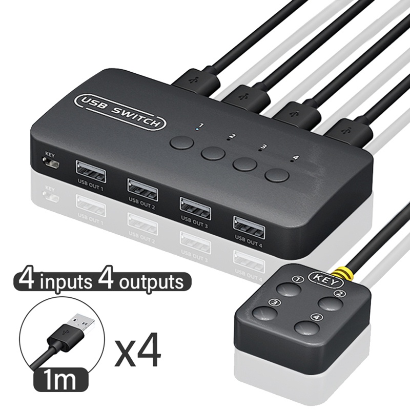 KVM Switch USB Switch Bộ điều khiển chia sẻ Bộ chuyển đổi 4 đầu vào 4 đầu ra cho máy tính xách tay Máy in Bàn phím Chuột Màn hình | BigBuy360 - bigbuy360.vn