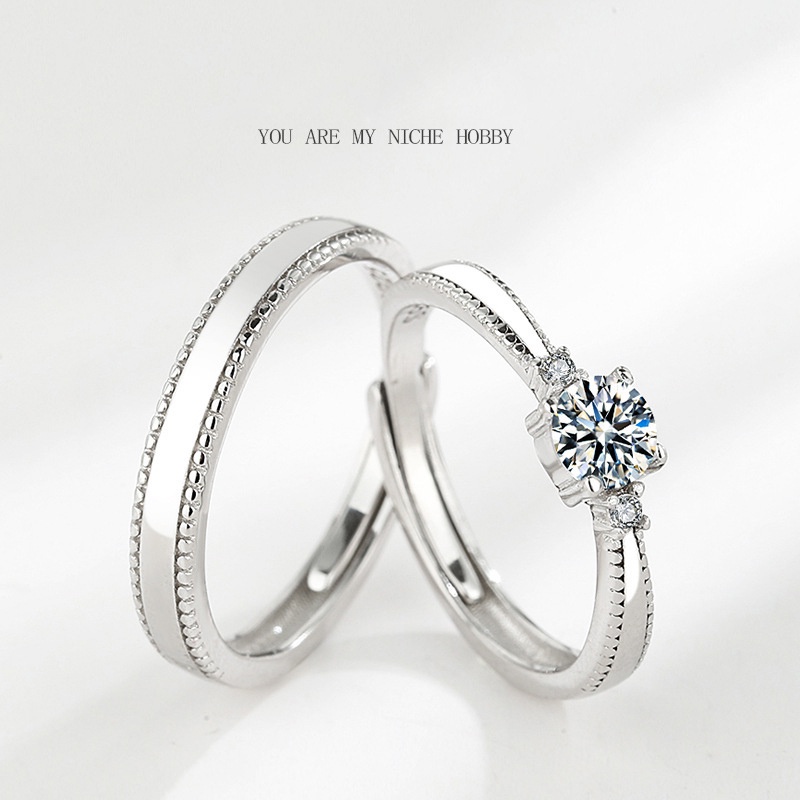 Nhẫn Zircon Bốn Móng Vuốt Cổ Điển Cầu Hôn Bạn Gái Với Zircon Mở Kích Thước Nhẫn Có Thể Điều Chỉnh Nhẫn Cưới
