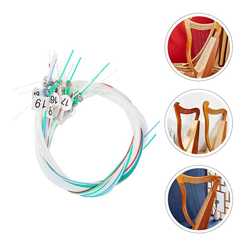 Bộ 19 Dây Nylon Dự Phòng Cho Đàn Harp/Đàn Cầm Bảy Dây, Phụ Kiện Nhạc Cụ