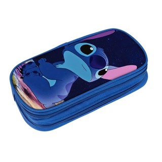YT4 Stitch Pencil case Hoạt Hình Anime Hai Lớp Đa Chức Năng Sinh Viên Bút Chì Lưu Trữ Văn Phòng Phẩm Hộp Điện Dung Lớn