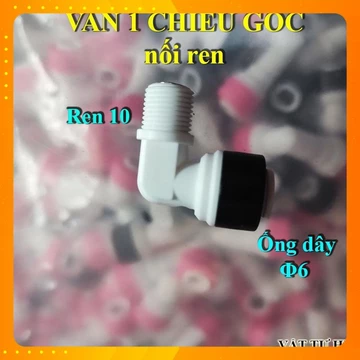 Van 1 chiều góc vặn ren, cút nối vỏ cốc màng RO máy lọc nước, van một chiều, nối nhanh 6 hàng Xịn