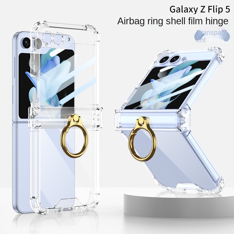 Ốp điện thoại vòng trục quay mạ điện cho Samsung Galaxy Z Flip 5 4 6 5G Flip5 Flip4 Flip6 5G Vỏ trong suốt chống sốc