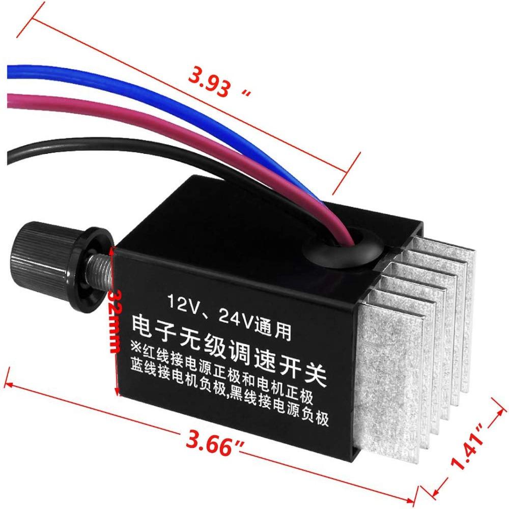 Bộ Điều Khiển Tốc Độ Động Cơ YMIFI, Công Tắc Điều Chỉnh Màu Đen 10A, Điện Tử Vô Cấp DC 12V 24V Quạt Điện Ô Tô Xe Tải Quạt Nóng Điều Khiển