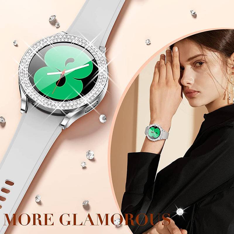 Vỏ kim cương đôi cho Samsung Galaxy Watch 6 44mm 40mm Vỏ nhựa khung cứng Vỏ bảo vệ