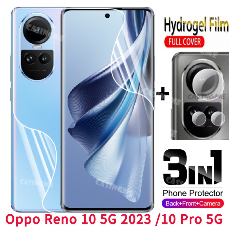 2023 oppo reno 10 5g 3in1 bảo vệ màn hình mềm phim hydrogel bảo vệ camera sau cho oppo reno 10 reno10 10pro opporeno10 pro + 5g 2023 không phải kính cường lực mặt trước nắp đầy đủ