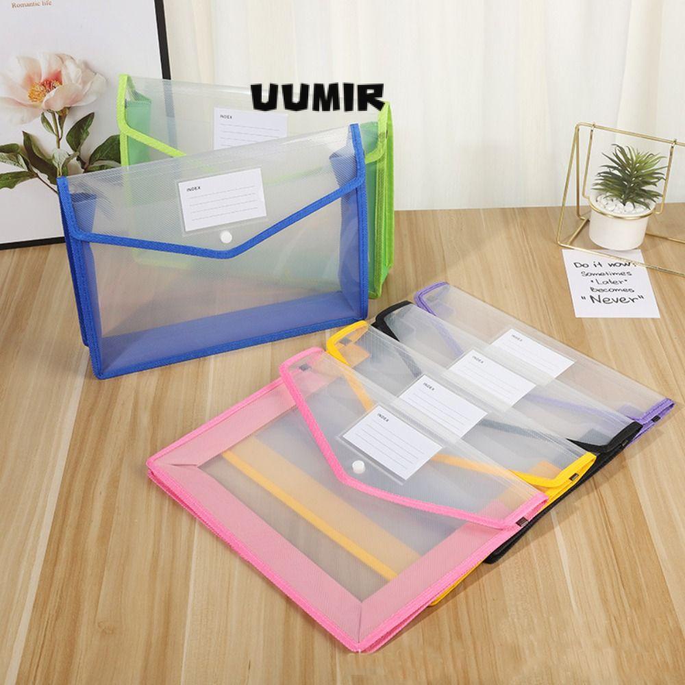 UUMIR Thư mục tệp a4, túi lưu trữ văn phòng phẩm túi đựng tài liệu pvc, thư mục phong bì chống thấm dung tích lớn bền đồ dùng học tập