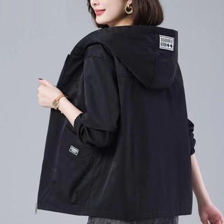 Mother jacket women spring autumn new style size large loose casual all-match hoodie jacket middle-aged elderly short windbreake
