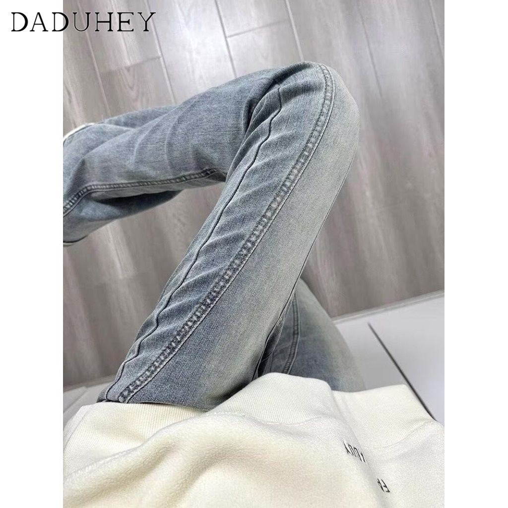 Ảnh DaDuHey New American Ins High Street Washed Micro Flared Jeans Niche High Waist Wide Leg Pants Trousers 4