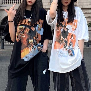 Mmiot Áo Thun Tay Ngắn Phong Cách hip hop Mỹ Cổ Điển Thời Trang Mùa Hè Cho Nam Và Nữ y2k