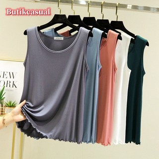 Phụ Nữ Thoải Mái Áo Gỗ Tai Tank Top Mùa Hè Áo Không Tay Trơn Rời Áo Cổ Tròn Mỏng Sơ Mi Thường Ngày