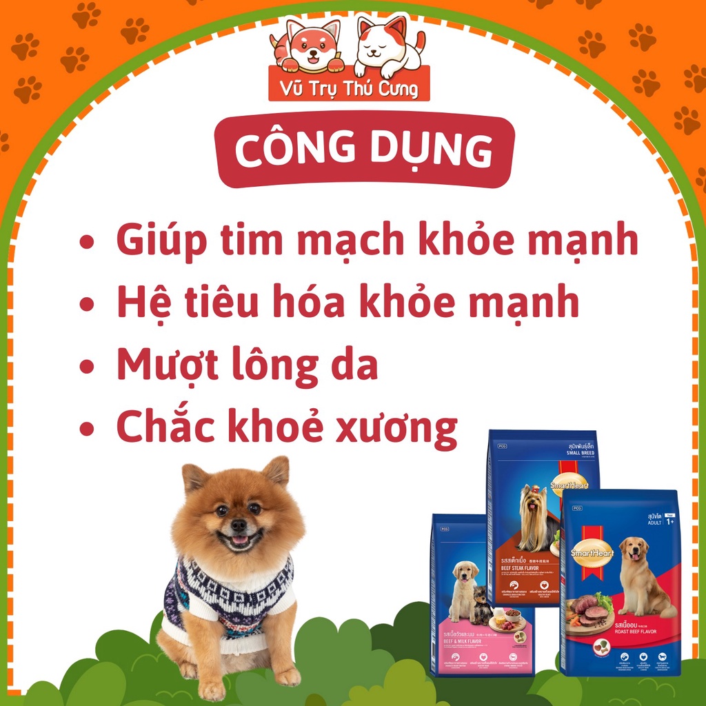 Thức ăn cho chó Hạt Smartheart 3Kg - Dành cho chó con, chó trưởng thành