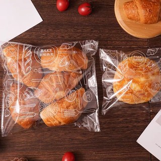 100 Chiếc StoBag Trong Suốt Đựng Bánh Ngọt In Hình Bánh Mì Nướng Thực Phẩm Bao Bì Kín Túi Tự Dính