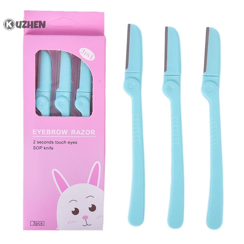 Kuzhen Bộ 3 Dao Cạo Lông Mày / Lông Mặt / Mắt Đa Năng