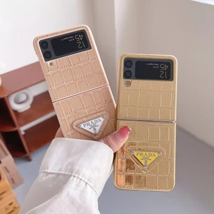 Thiết kế da PU sang trọng Vỏ điện thoại gấp cho Samsung Galaxy Z Flip 3 4 5 6 Vỏ cho Z Flip6 Trend Style thiết kế độc đáo Vỏ chống móc